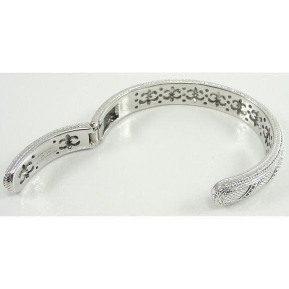Judith Ripka CZ Sterling Silver Hinged Cuff Bracelet Medium 7in - Picture 3 of 5